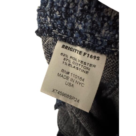 Avenue Montaigne Brigitte Blue Tweed Cropped Straight Leg Stretch Trousers Sz 2 - Picture 10 of 10